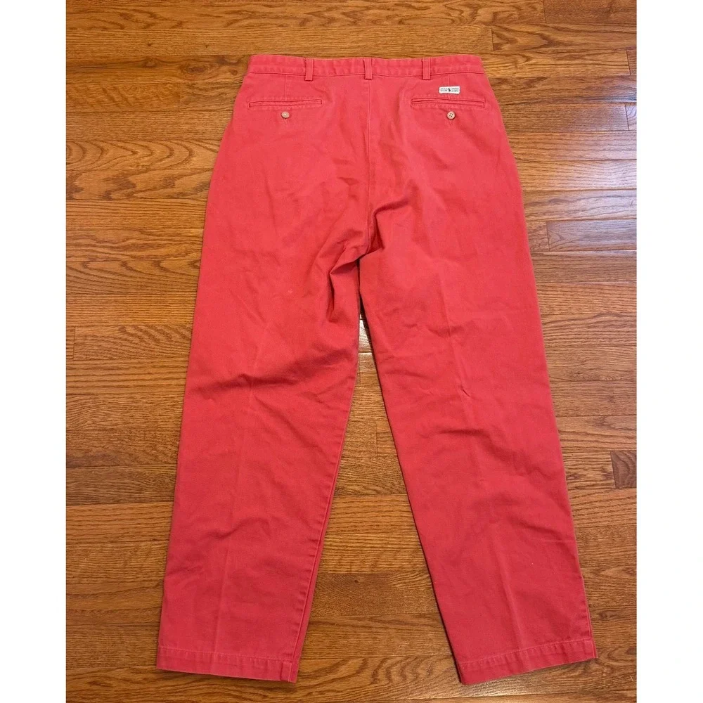 Vintage Polo Ralph Lauren Andrew Pants Fits Mens 34x29 Salmon Pink Pleated Chino